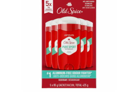 Old Spice Pure Sport High Endurance Deodorant for Men 5 × 85 g – Aluminum-Free Long-Lasting Protection