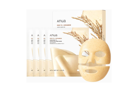 Anua Rice 70 Glow Collagen Mask-38g/1.34fl.oz Overnight Facial Mask for Glass Skin, Tightening, & Skin Barrier Protection"
