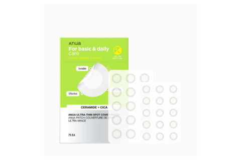 ANUA Ultra-Thin Spot Cover Patch (75 Patches)– Invisible Hydrocolloid Acne Patches with Centella | Korean Skincare