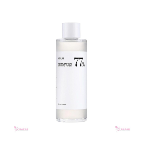ANUA Heartleaf 77% Soothing Toner – 250ml. It could be a product shot, lifestyle image, or close-up of the toner bottle.